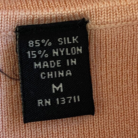 VALERIE STEVENS Petal Pink Silk Blend Cowl Neck Sweater Y2K Vintage M - Picture 7 of 7